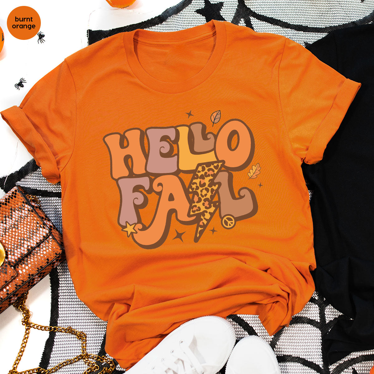 Hello Fall Shirt, Halloween Fall T-Shirt, Halloween 2022 Hoodie, Hello Halloween Long Sleeve Shirt