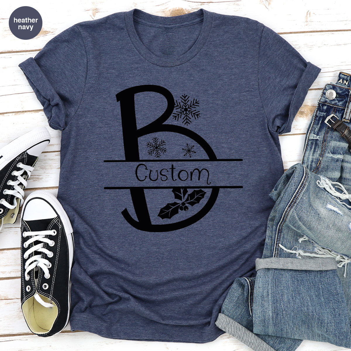 Custom Christmas T-Shirt, White Peach Design Shirt, Christmas Personalized Shirt
