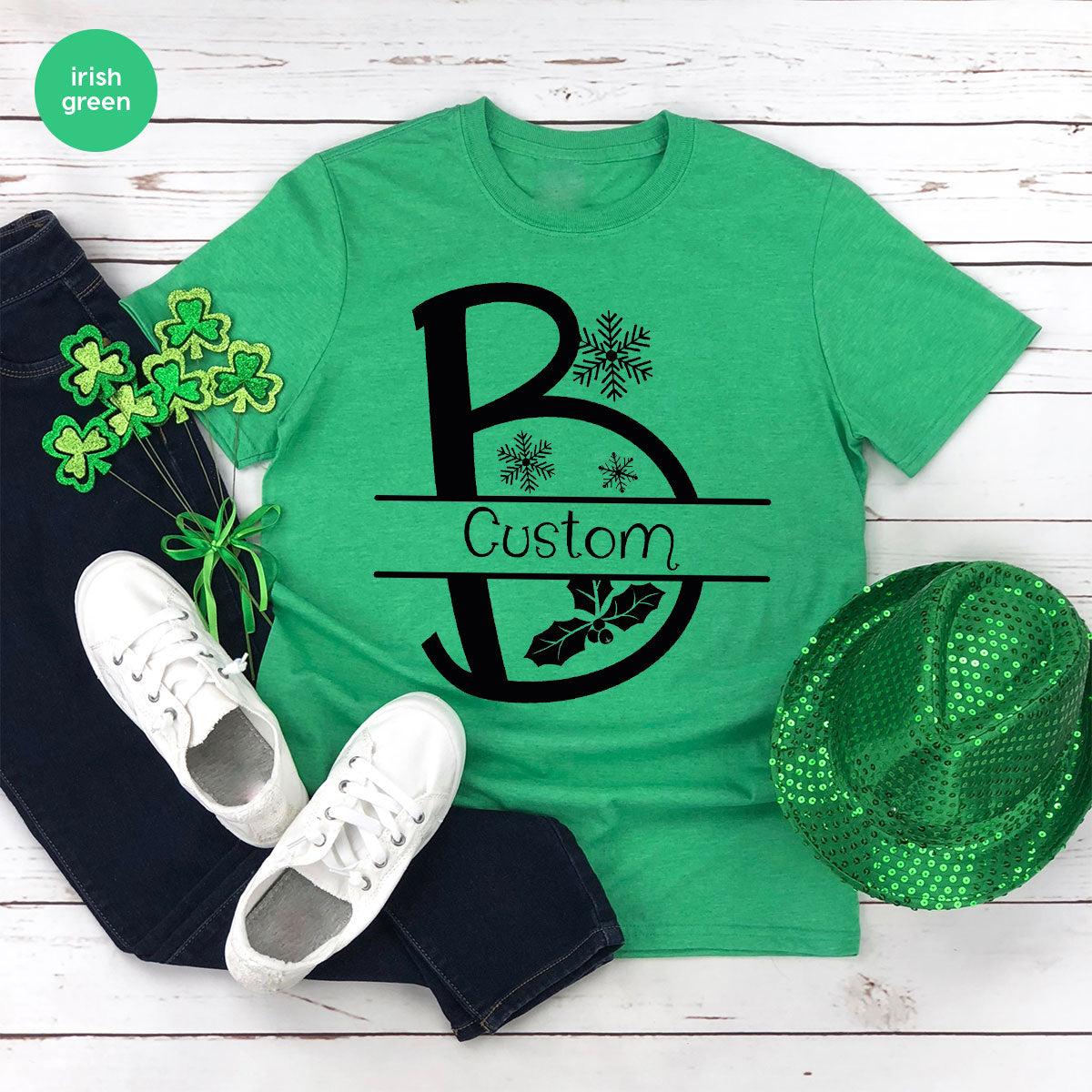 Custom Christmas T-Shirt, White Peach Design Shirt, Christmas Personalized Shirt