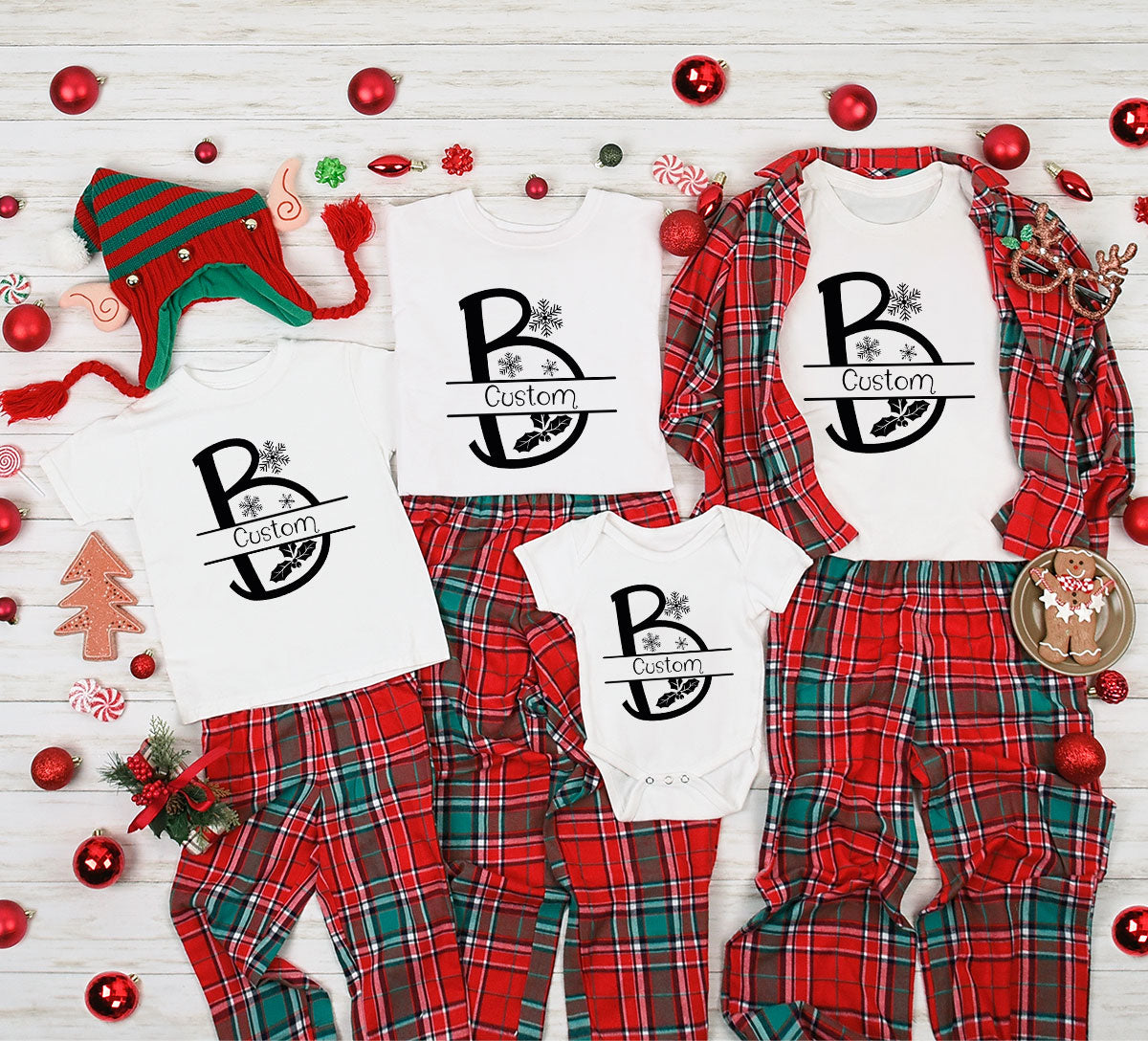 Custom Christmas T-Shirt, White Peach Design Shirt, Christmas Personalized Shirt