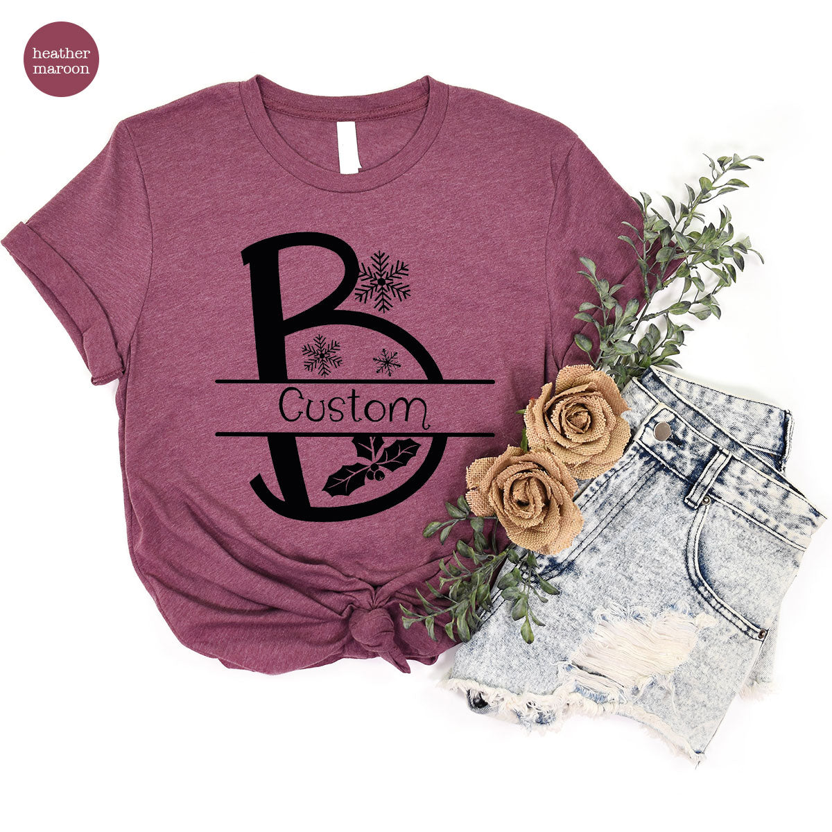 Custom Christmas T-Shirt, White Peach Design Shirt, Christmas Personalized Shirt