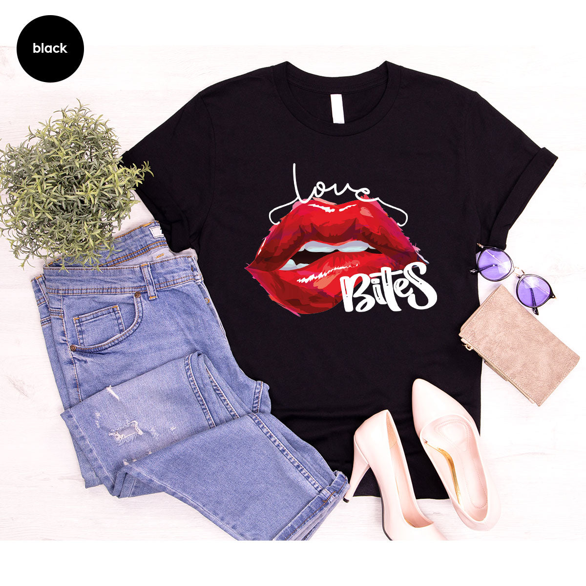 Cool Valentine's Day T-Shirt, Bite Shirt, Cute Lips Tee, Valentine Gift