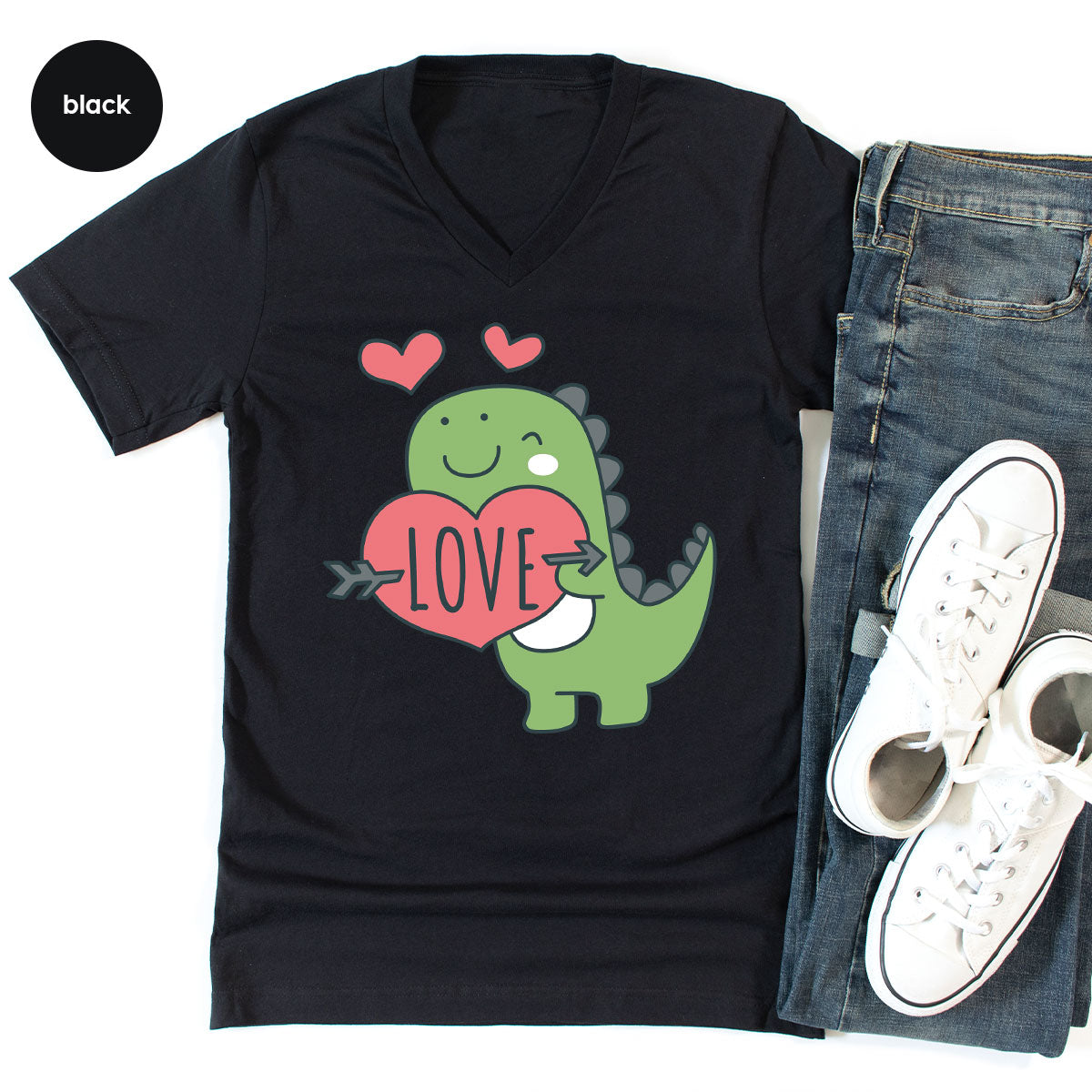 Love Shirt, Lovely Dinosaur Shirt, Valentine's Day Special Shirt, Valentine's Day Shirt For Women