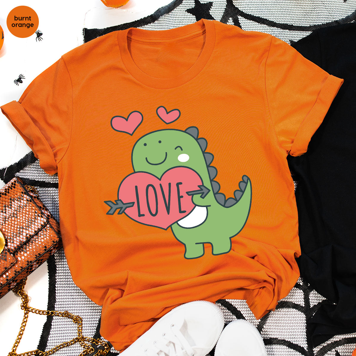 Love Shirt, Lovely Dinosaur Shirt, Valentine's Day Special Shirt, Valentine's Day Shirt For Women