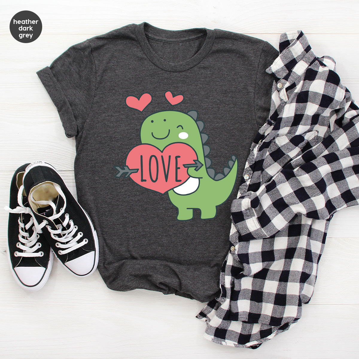 Love Shirt, Lovely Dinosaur Shirt, Valentine's Day Special Shirt, Valentine's Day Shirt For Women