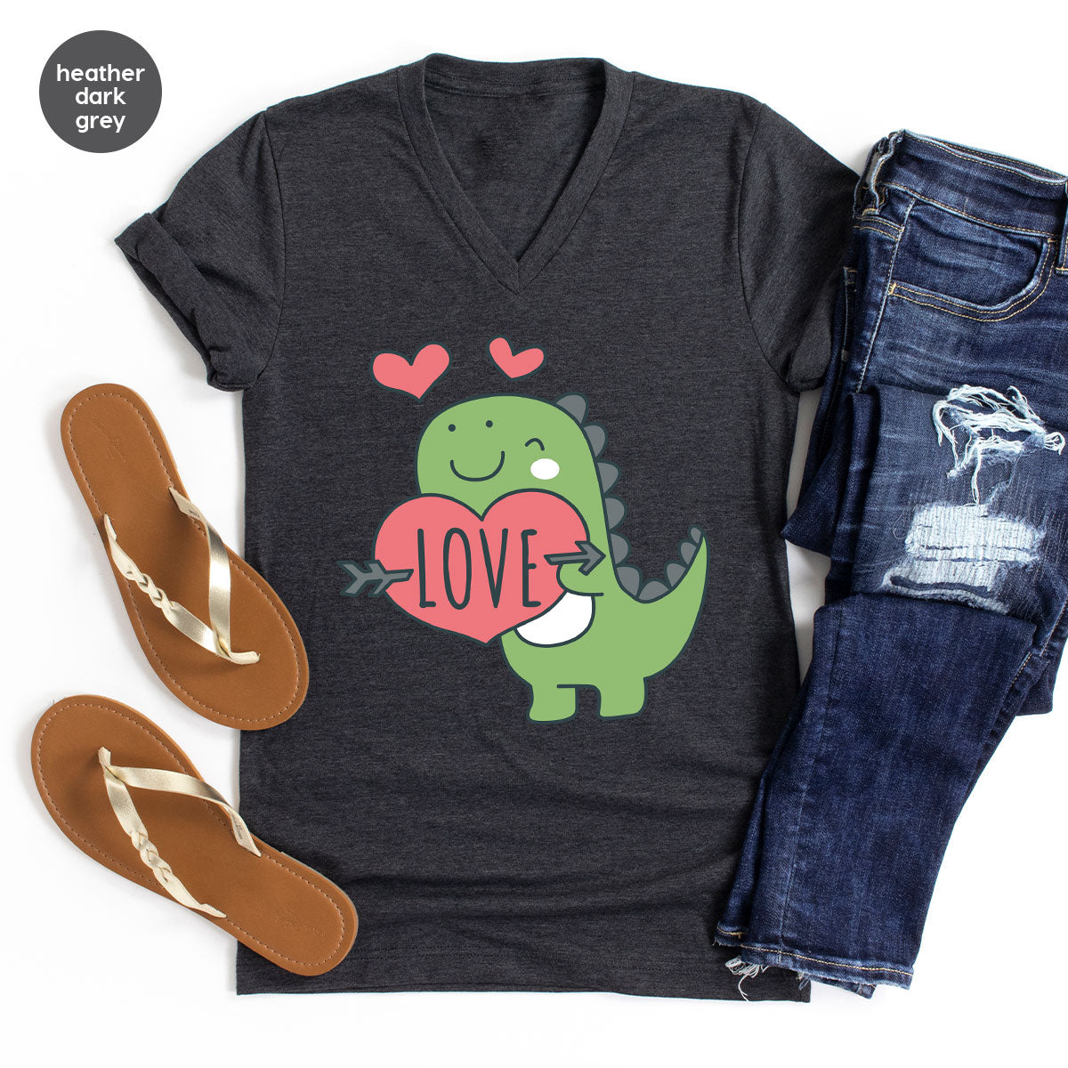 Love Shirt, Lovely Dinosaur Shirt, Valentine's Day Special Shirt, Valentine's Day Shirt For Women