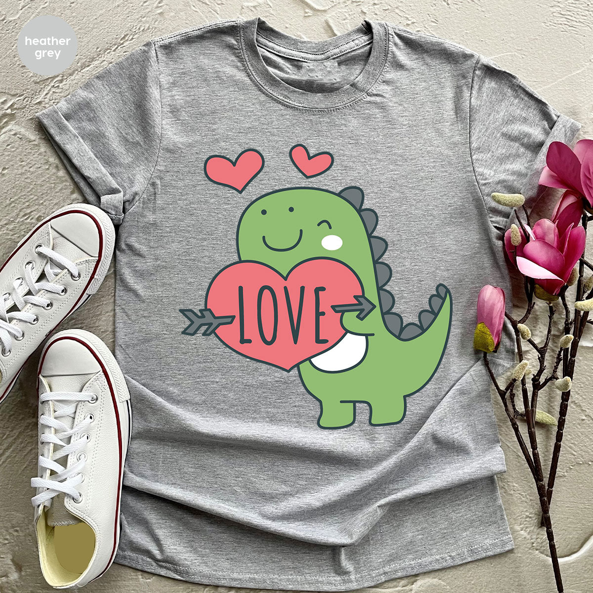 Love Shirt, Lovely Dinosaur Shirt, Valentine's Day Special Shirt, Valentine's Day Shirt For Women