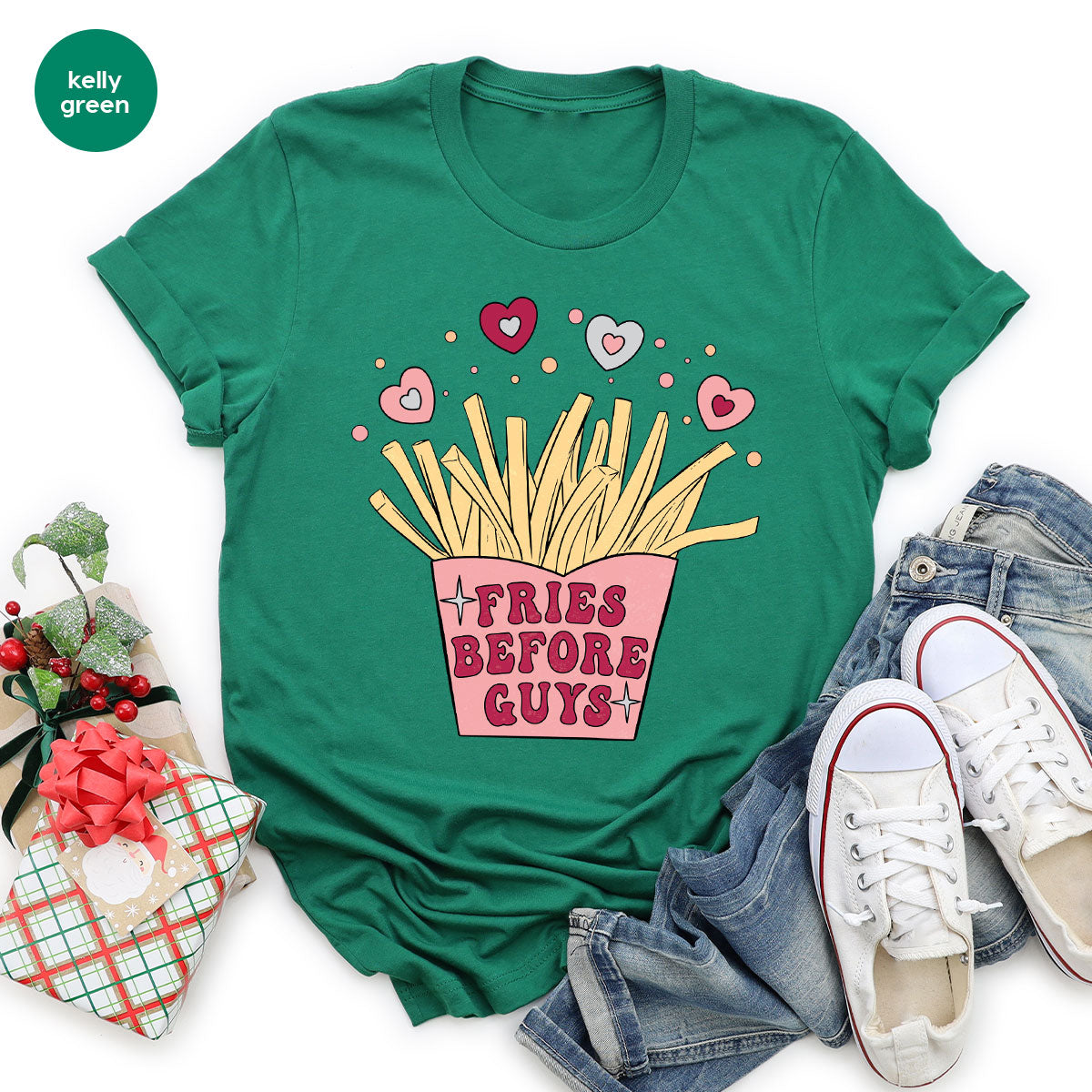 Fries Before Guys Shirt, Valentine's Day 2023 T-Shirt, Lover Shirt