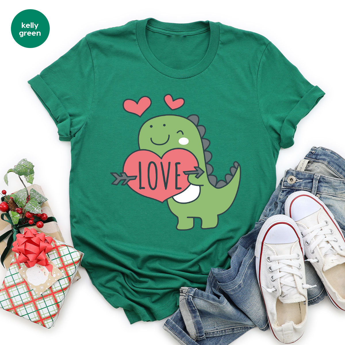 Love Shirt, Lovely Dinosaur Shirt, Valentine's Day Special Shirt, Valentine's Day Shirt For Women