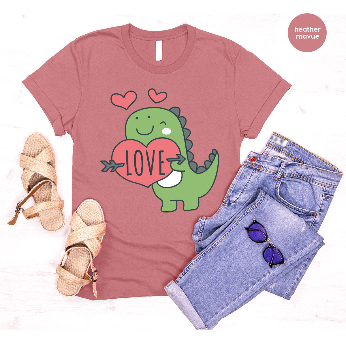 Love Shirt, Lovely Dinosaur Shirt, Valentine's Day Special Shirt, Valentine's Day Shirt For Women