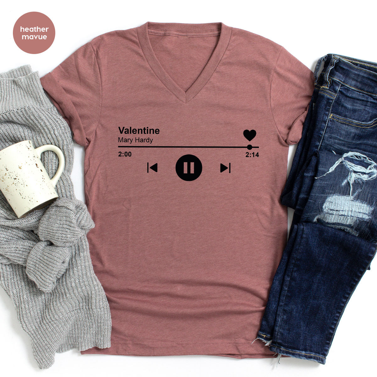 Valentine's Day Shirt, Play Music For Valentine's Shirt, Valentine's Day Playlist T-Shirt