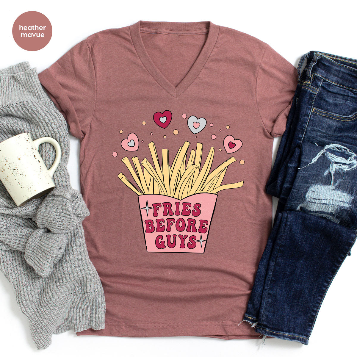 Fries Before Guys Shirt, Valentine's Day 2023 T-Shirt, Lover Shirt