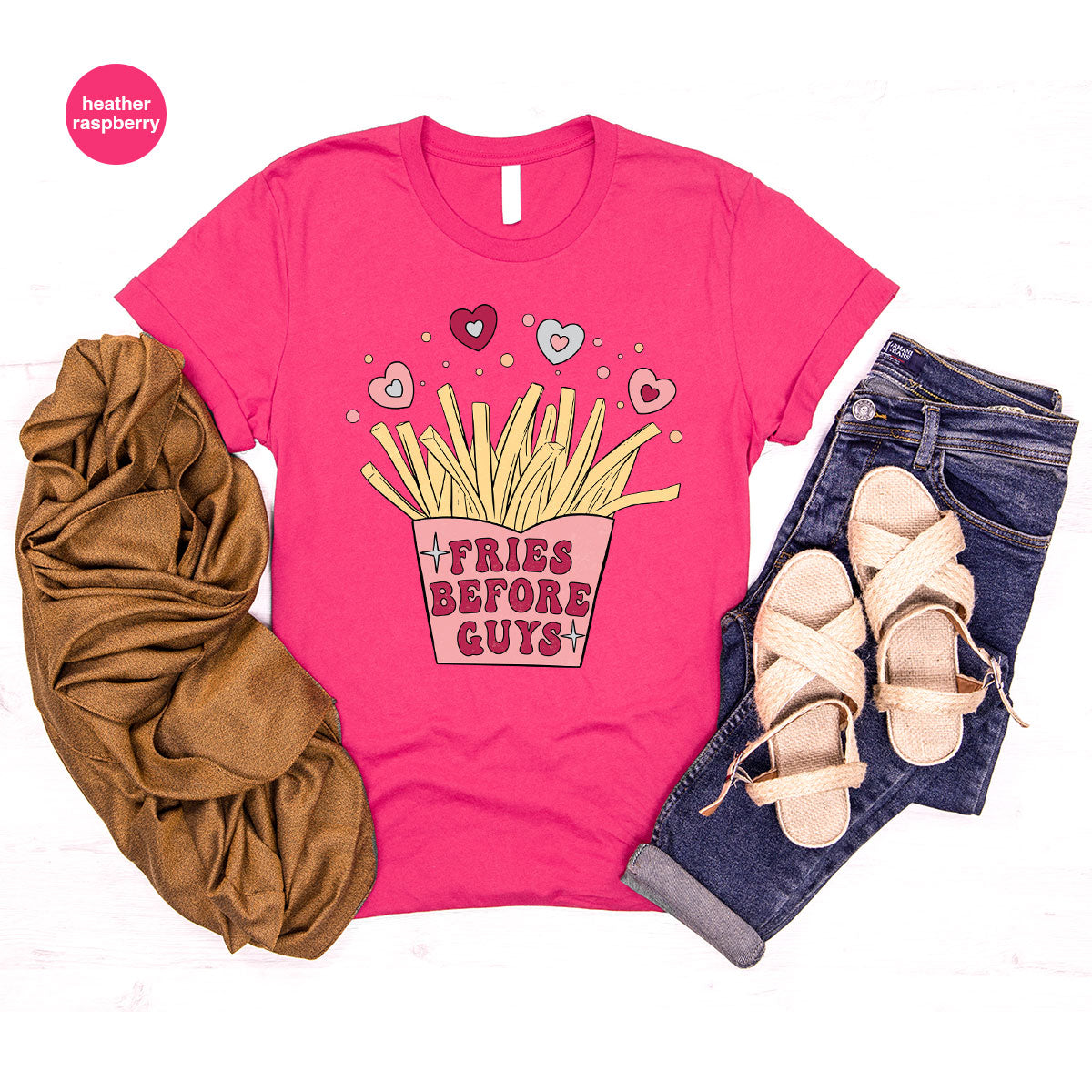 Fries Before Guys Shirt, Valentine's Day 2023 T-Shirt, Lover Shirt