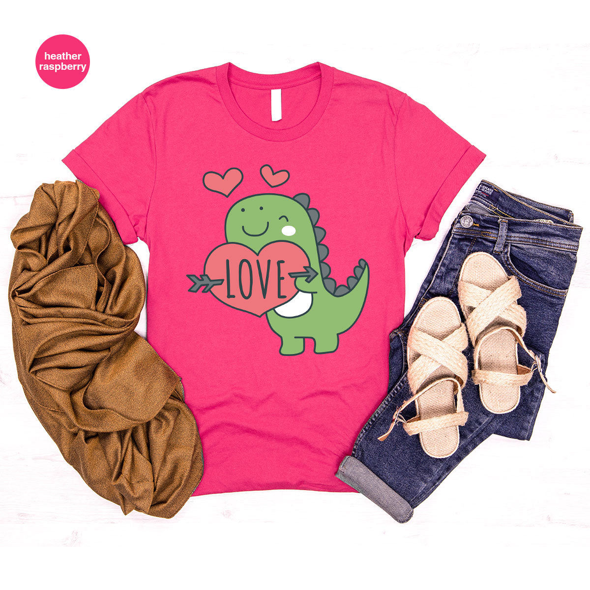 Love Shirt, Lovely Dinosaur Shirt, Valentine's Day Special Shirt, Valentine's Day Shirt For Women