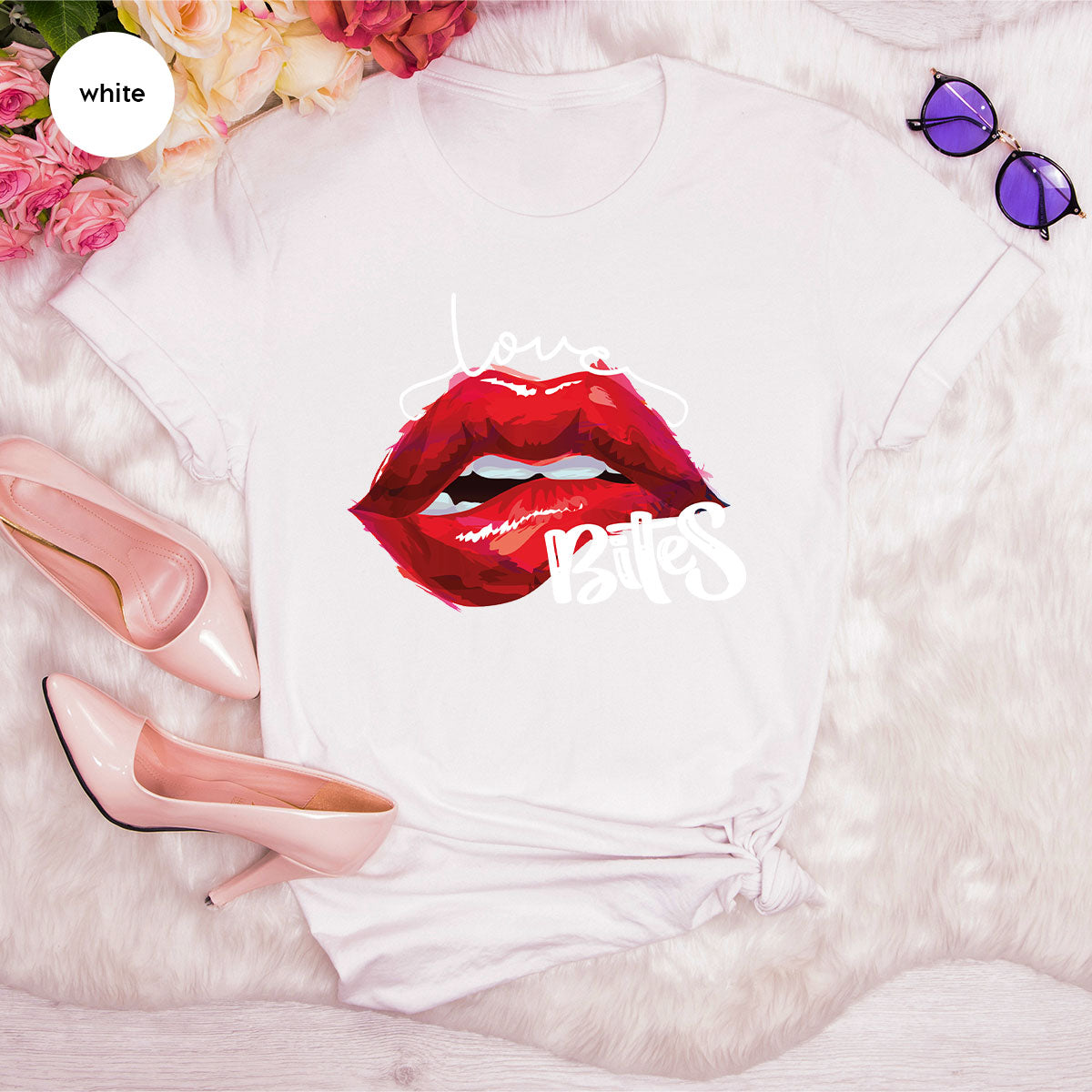 Cool Valentine's Day T-Shirt, Bite Shirt, Cute Lips Tee, Valentine Gift