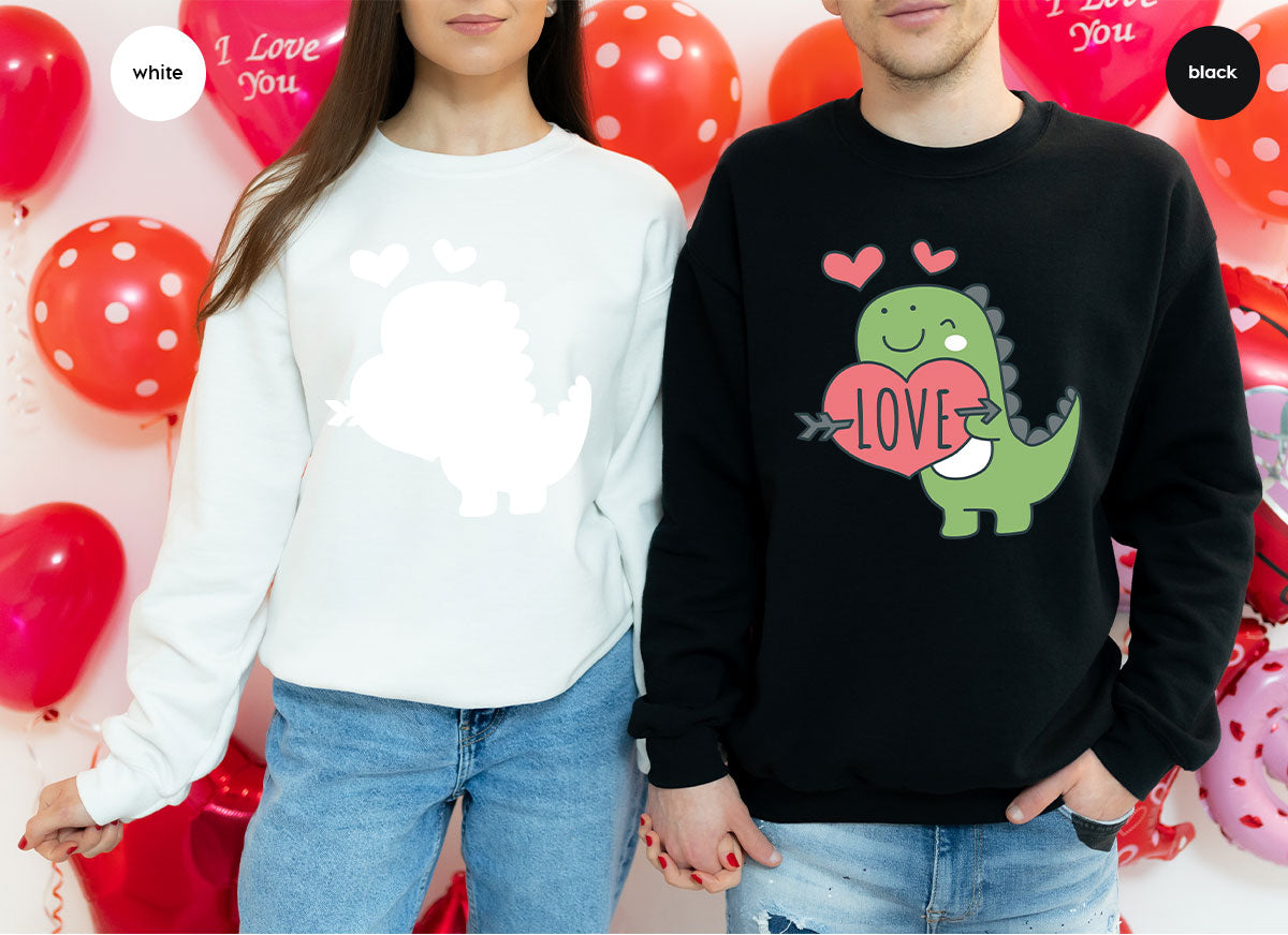 Love Shirt, Lovely Dinosaur Shirt, Valentine's Day Special Shirt, Valentine's Day Shirt For Women