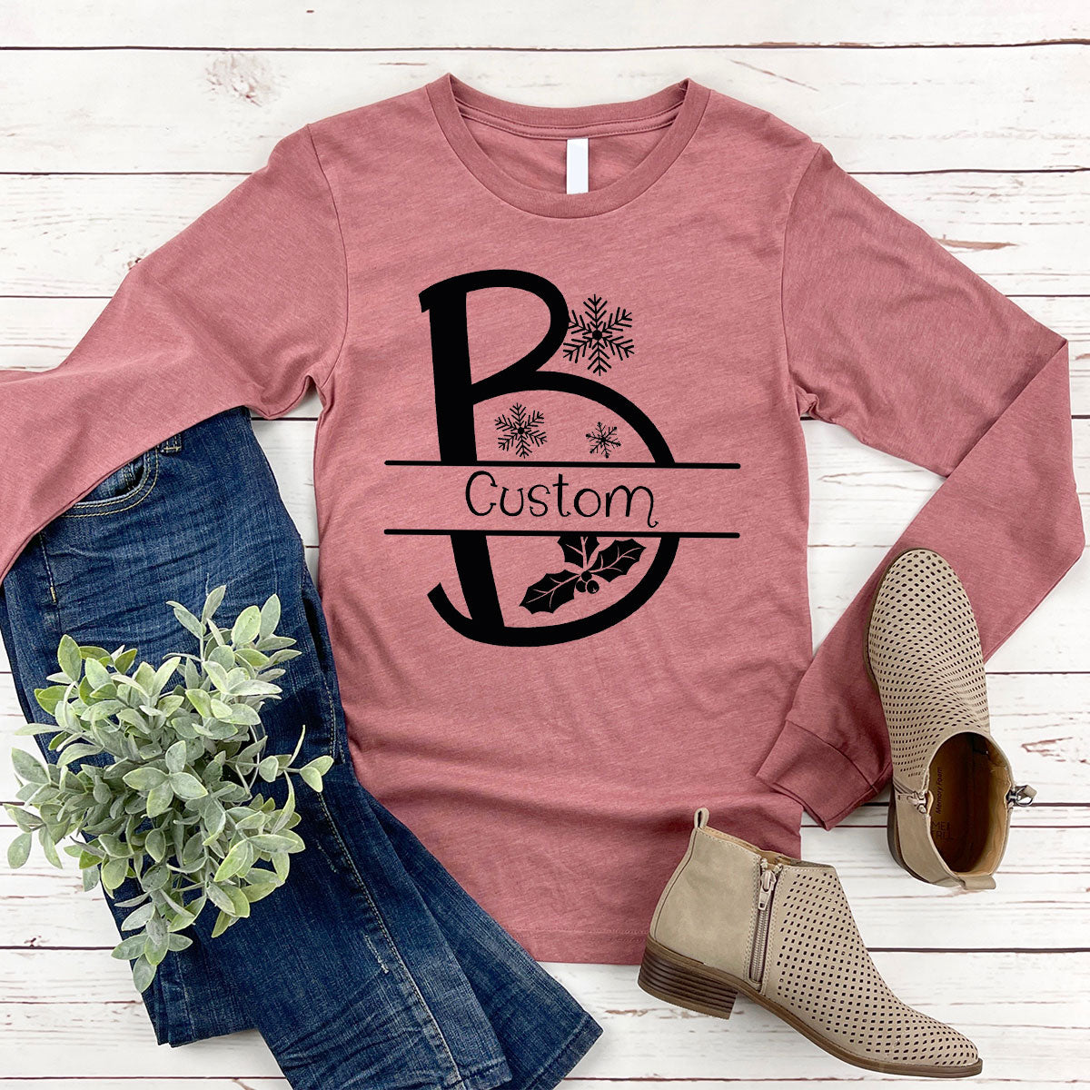 Custom Christmas T-Shirt, White Peach Design Shirt, Christmas Personalized Shirt