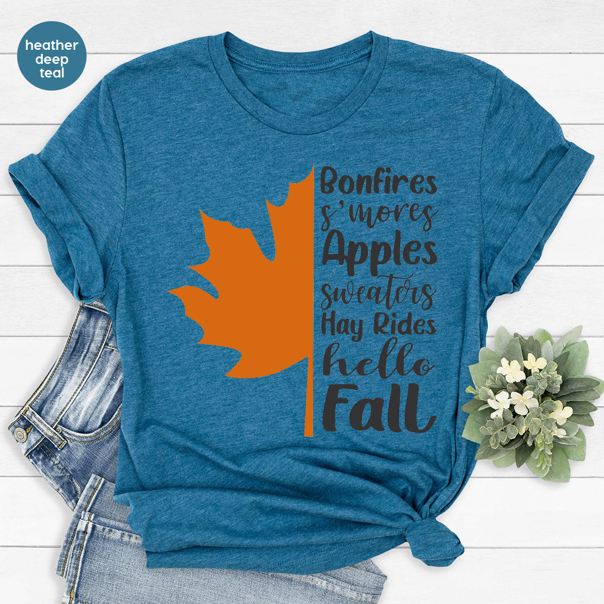 Fall Leaf T-Shirt, 2022 Fall Season Long Sleeve Shirt, Fall Short Sleeve Shirt, Fall Leaf Design