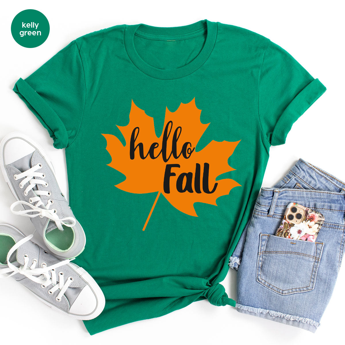 Hello Fall Shirt, 2022 Thanksgiving Fall T-Shirt, Fall Leaf Shirt, Fall Gift For Family