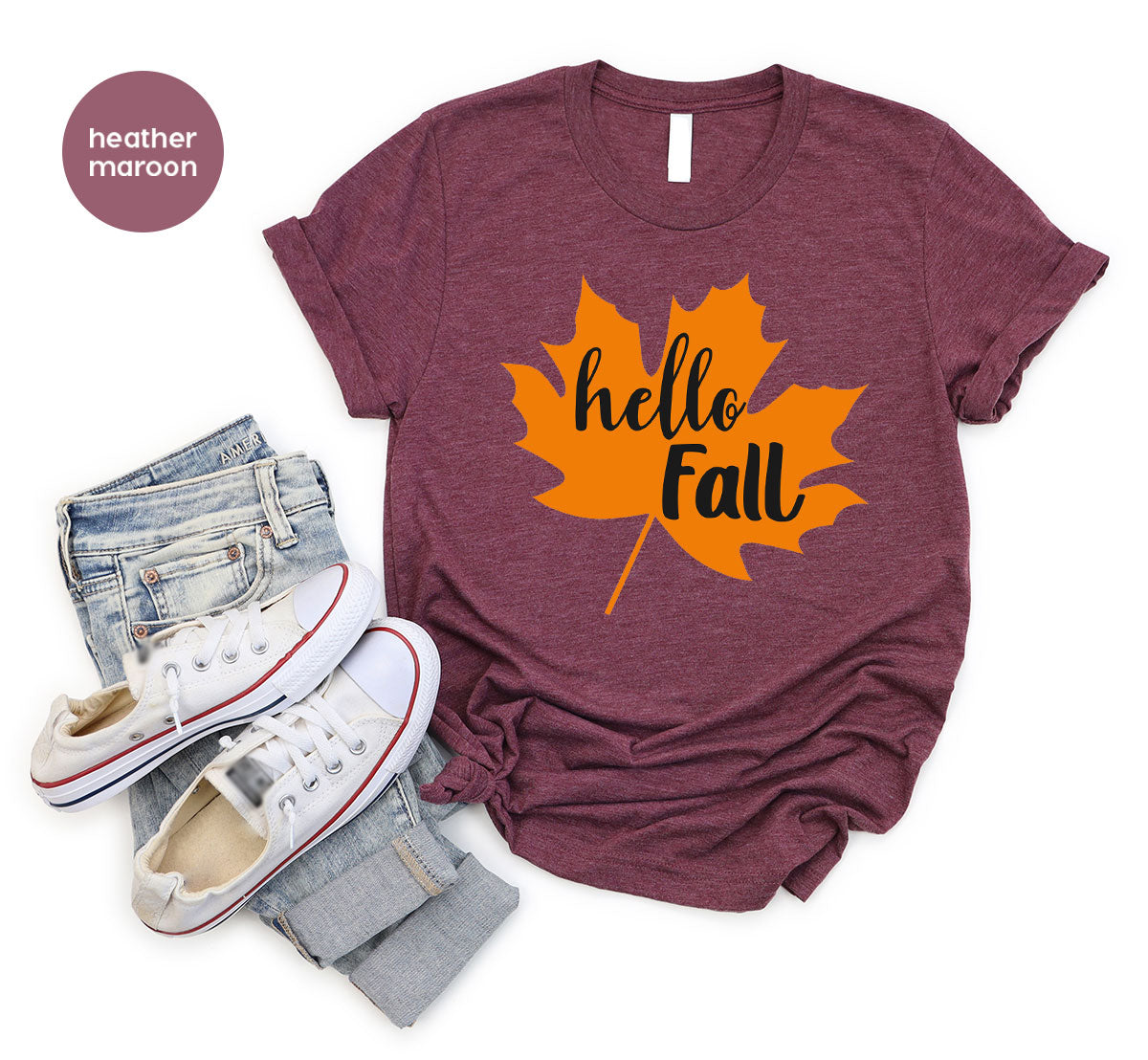 Hello Fall Shirt, 2022 Thanksgiving Fall T-Shirt, Fall Leaf Shirt, Fall Gift For Family