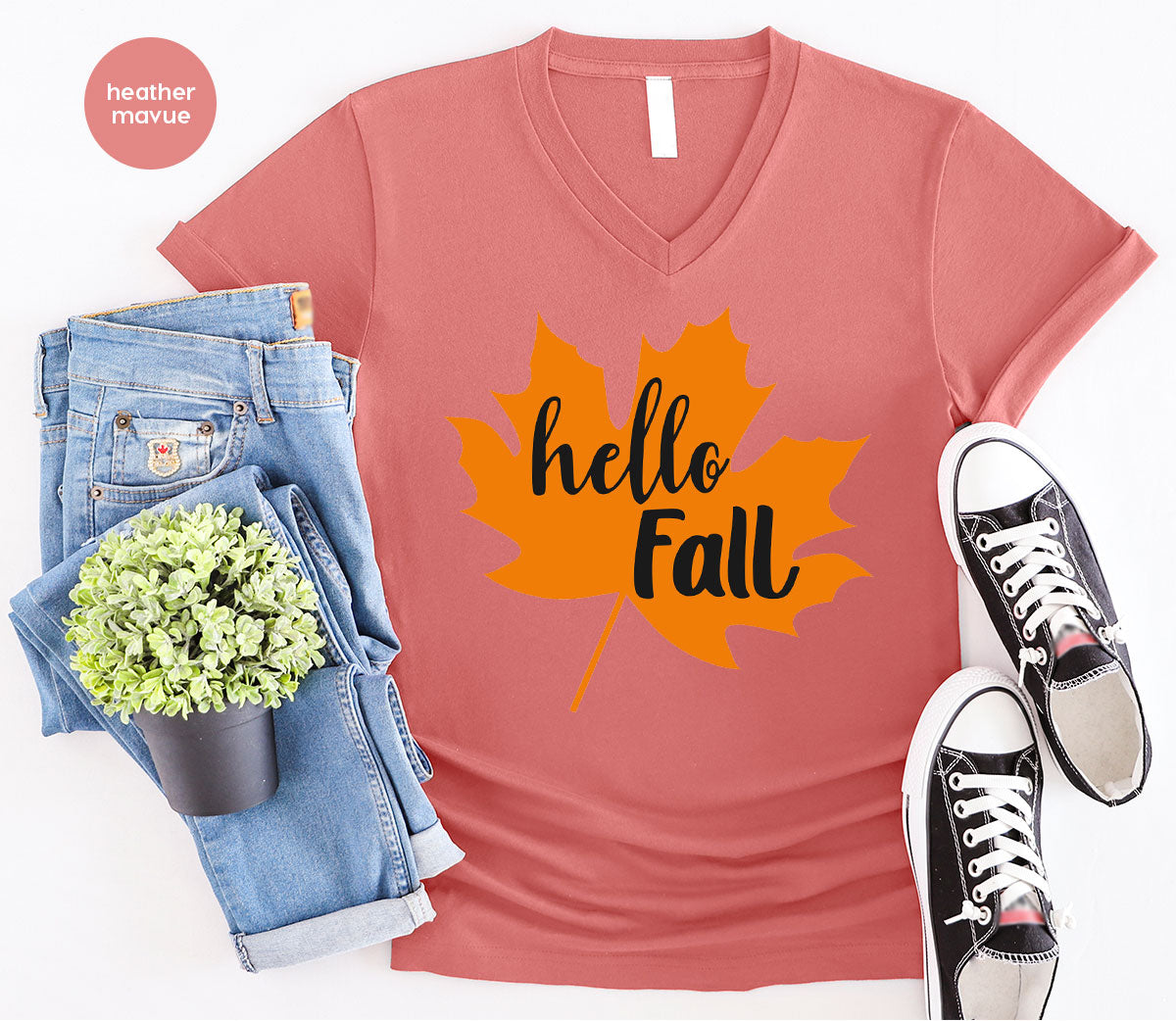 Hello Fall Shirt, 2022 Thanksgiving Fall T-Shirt, Fall Leaf Shirt, Fall Gift For Family