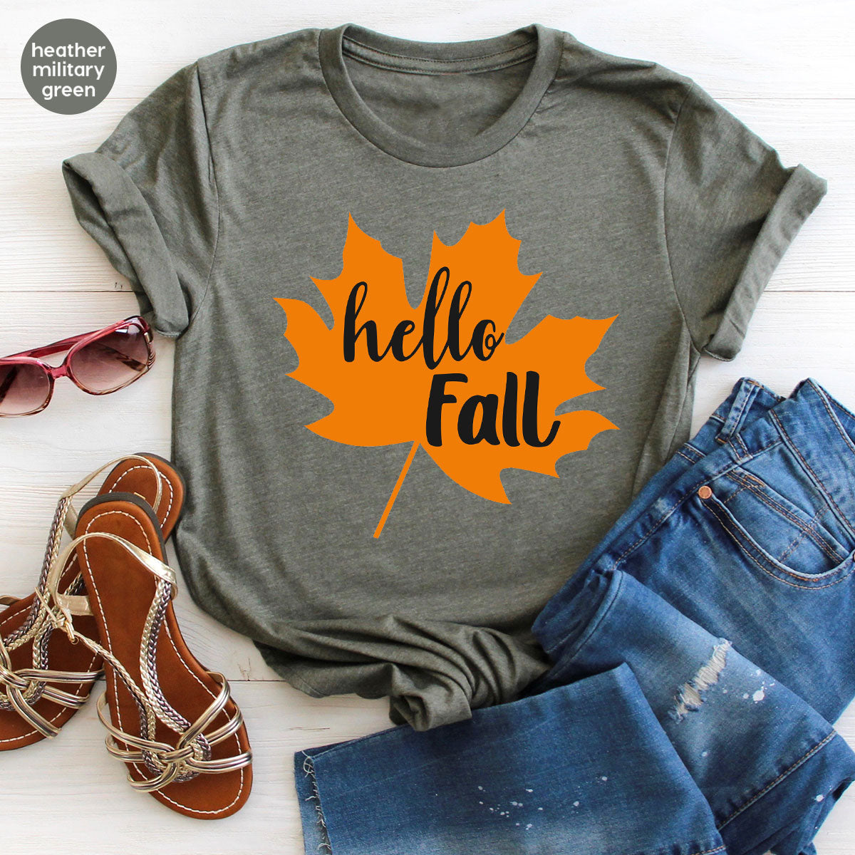 Hello Fall Shirt, 2022 Thanksgiving Fall T-Shirt, Fall Leaf Shirt, Fall Gift For Family