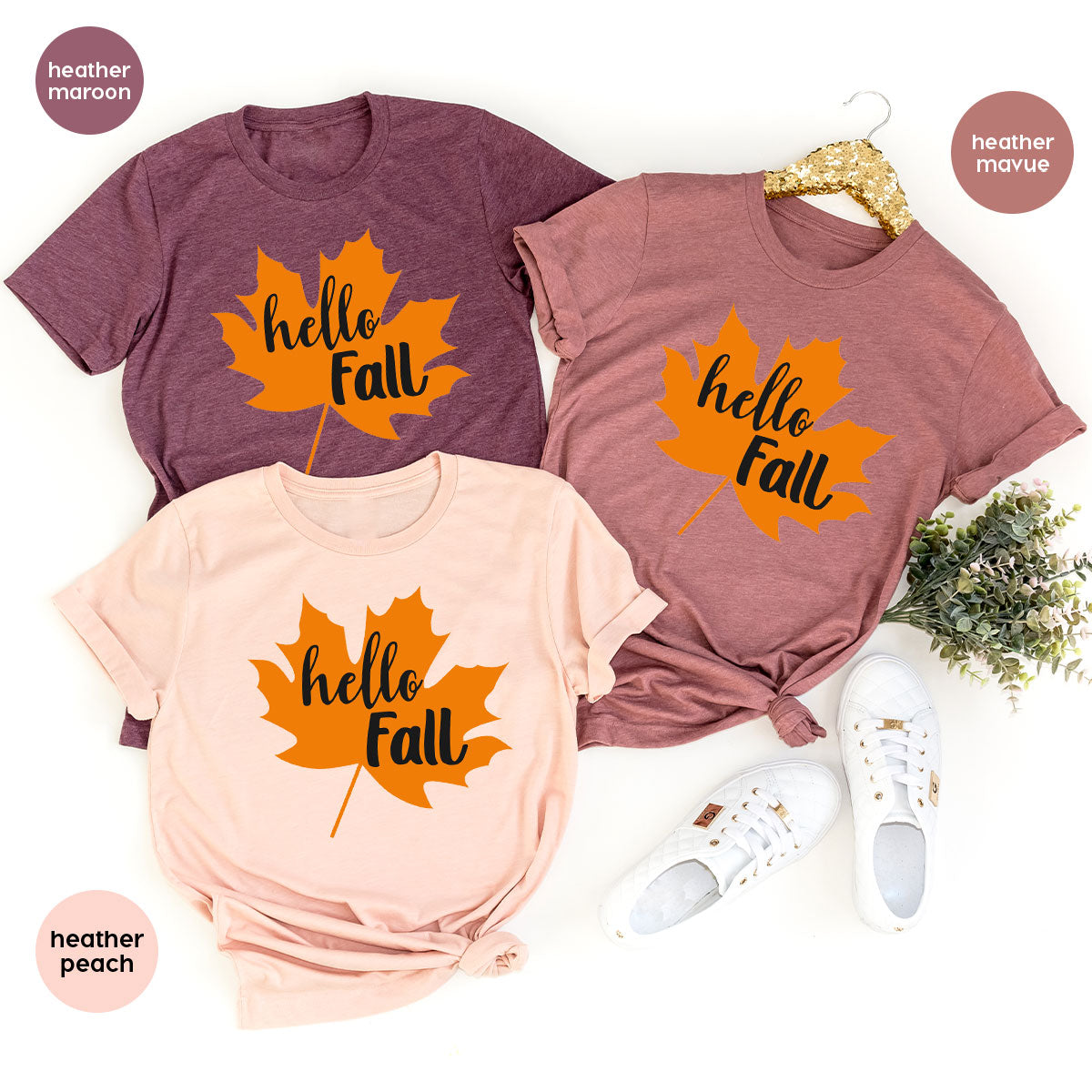 Hello Fall Shirt, 2022 Thanksgiving Fall T-Shirt, Fall Leaf Shirt, Fall Gift For Family