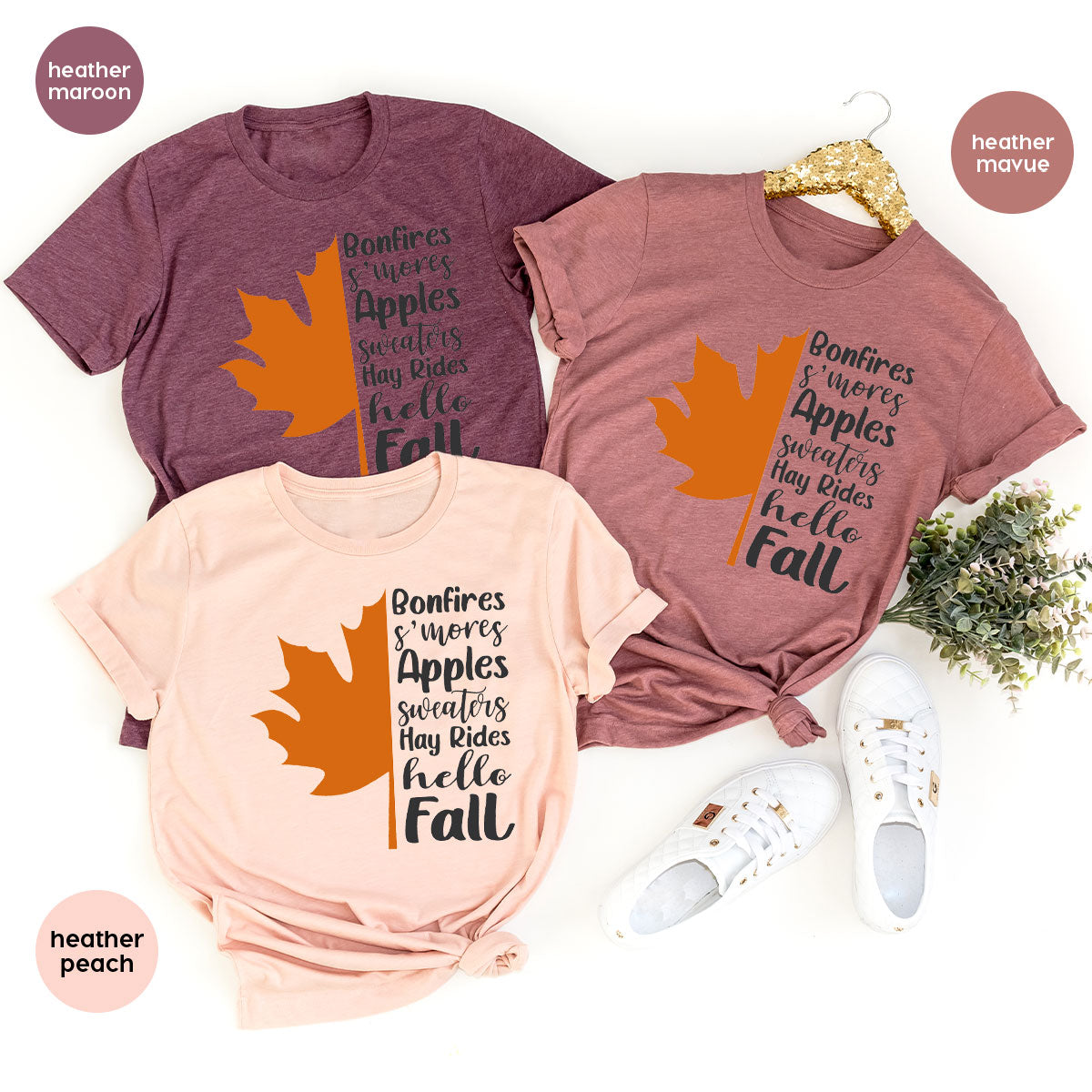 Fall Leaf T-Shirt, 2022 Fall Season Long Sleeve Shirt, Fall Short Sleeve Shirt, Fall Leaf Design