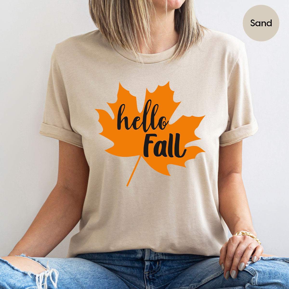 Hello Fall Shirt, 2022 Thanksgiving Fall T-Shirt, Fall Leaf Shirt, Fall Gift For Family