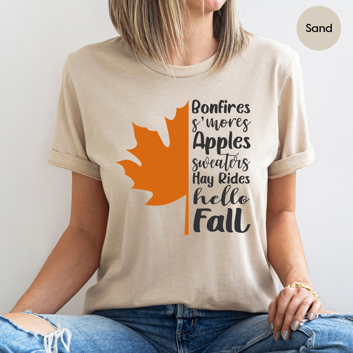 Fall Leaf T-Shirt, 2022 Fall Season Long Sleeve Shirt, Fall Short Sleeve Shirt, Fall Leaf Design