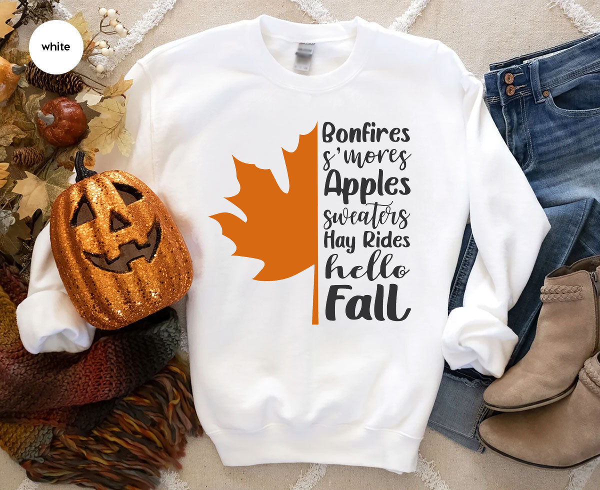 Fall Leaf T-Shirt, 2022 Fall Season Long Sleeve Shirt, Fall Short Sleeve Shirt, Fall Leaf Design