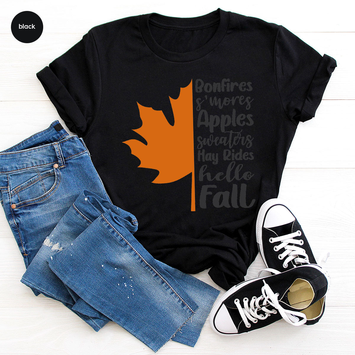 Fall Leaf T-Shirt, 2022 Fall Season Long Sleeve Shirt, Fall Short Sleeve Shirt, Fall Leaf Design