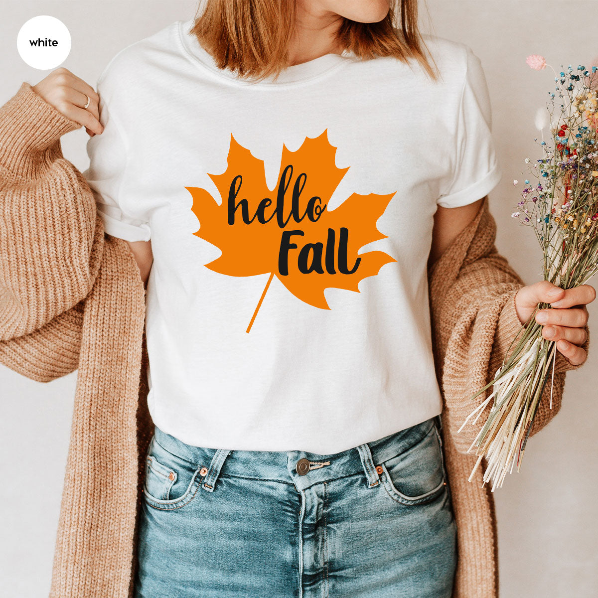 Hello Fall Shirt, 2022 Thanksgiving Fall T-Shirt, Fall Leaf Shirt, Fall Gift For Family