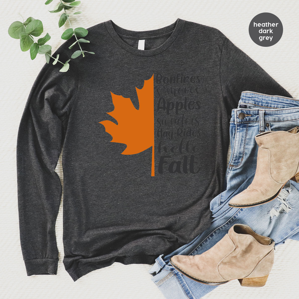 Fall Leaf T-Shirt, 2022 Fall Season Long Sleeve Shirt, Fall Short Sleeve Shirt, Fall Leaf Design