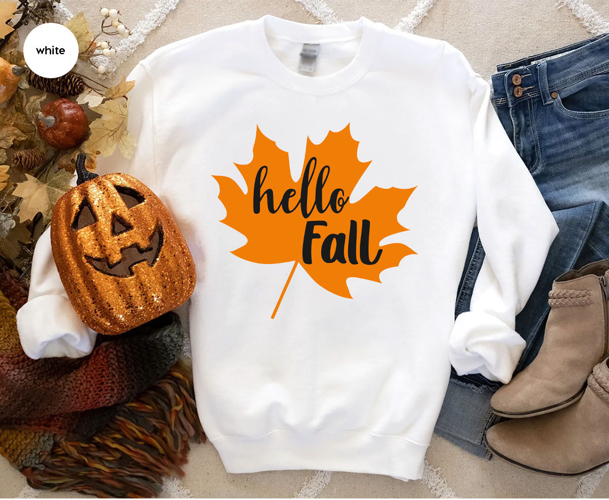 Hello Fall Shirt, 2022 Thanksgiving Fall T-Shirt, Fall Leaf Shirt, Fall Gift For Family