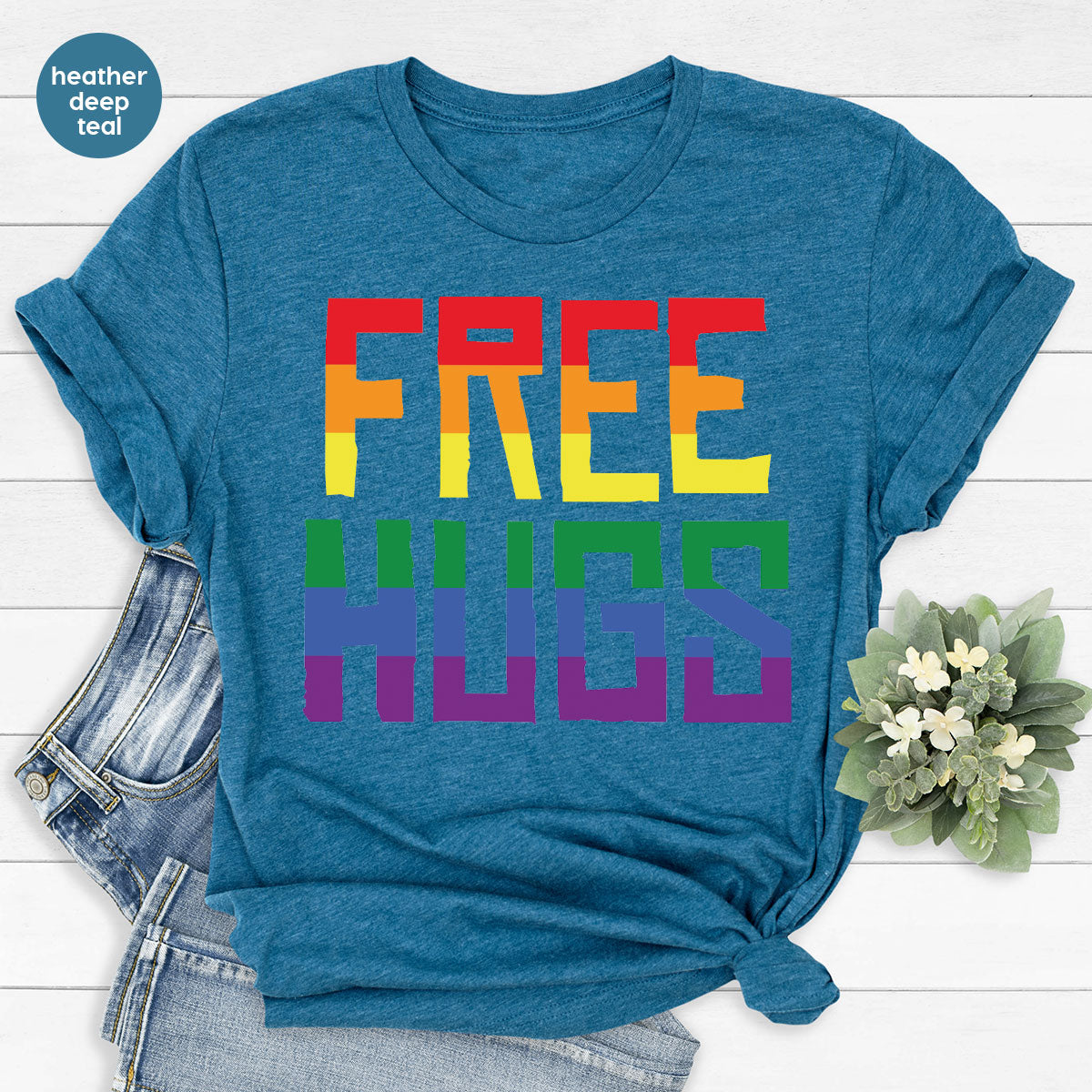 Cute LGBT Shirt, Free Hugs T-Shirt, Lovely Pride T-Shirt for LGBT