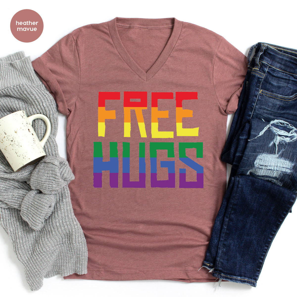 Cute LGBT Shirt, Free Hugs T-Shirt, Lovely Pride T-Shirt for LGBT