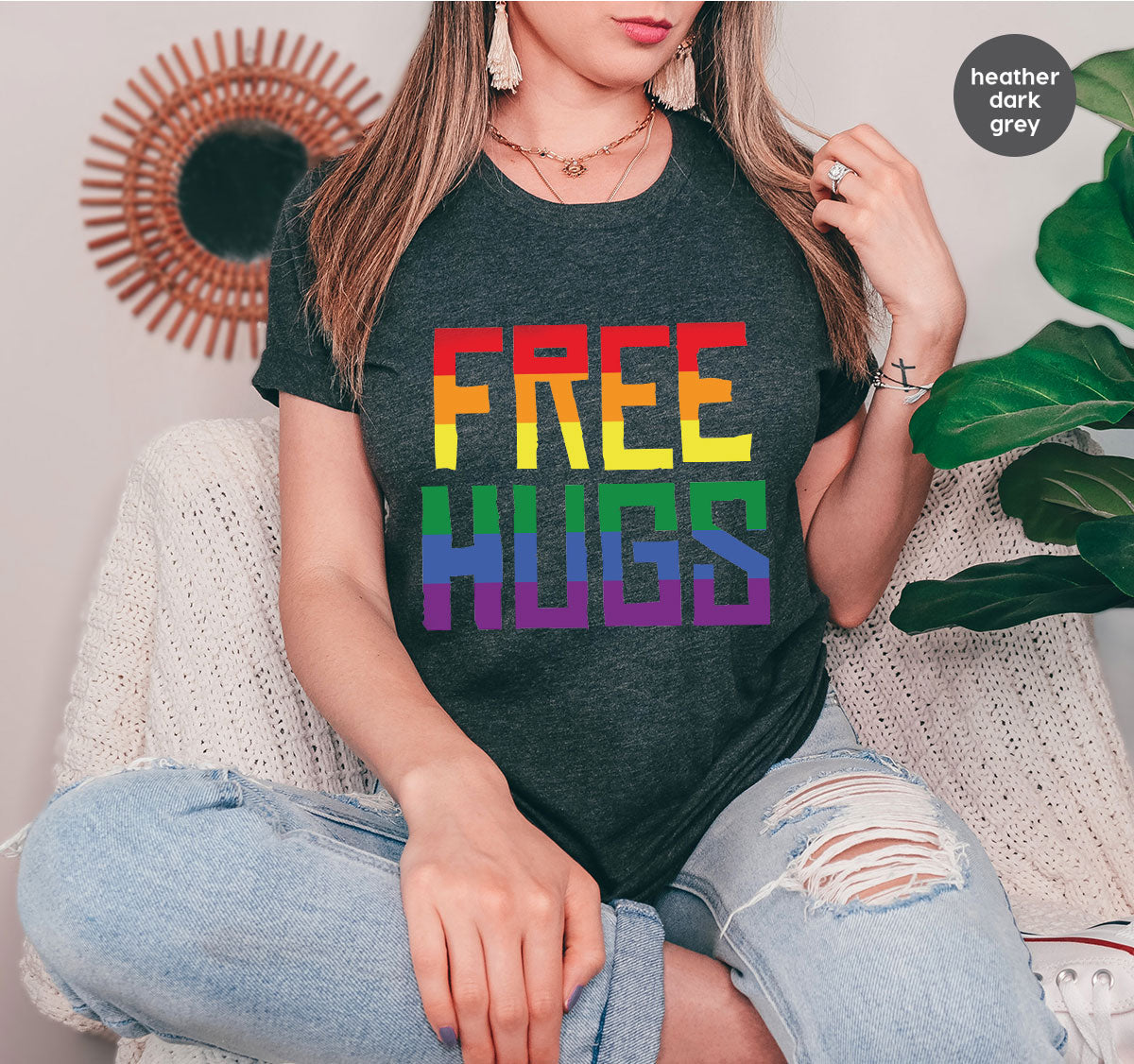 Cute LGBT Shirt, Free Hugs T-Shirt, Lovely Pride T-Shirt for LGBT