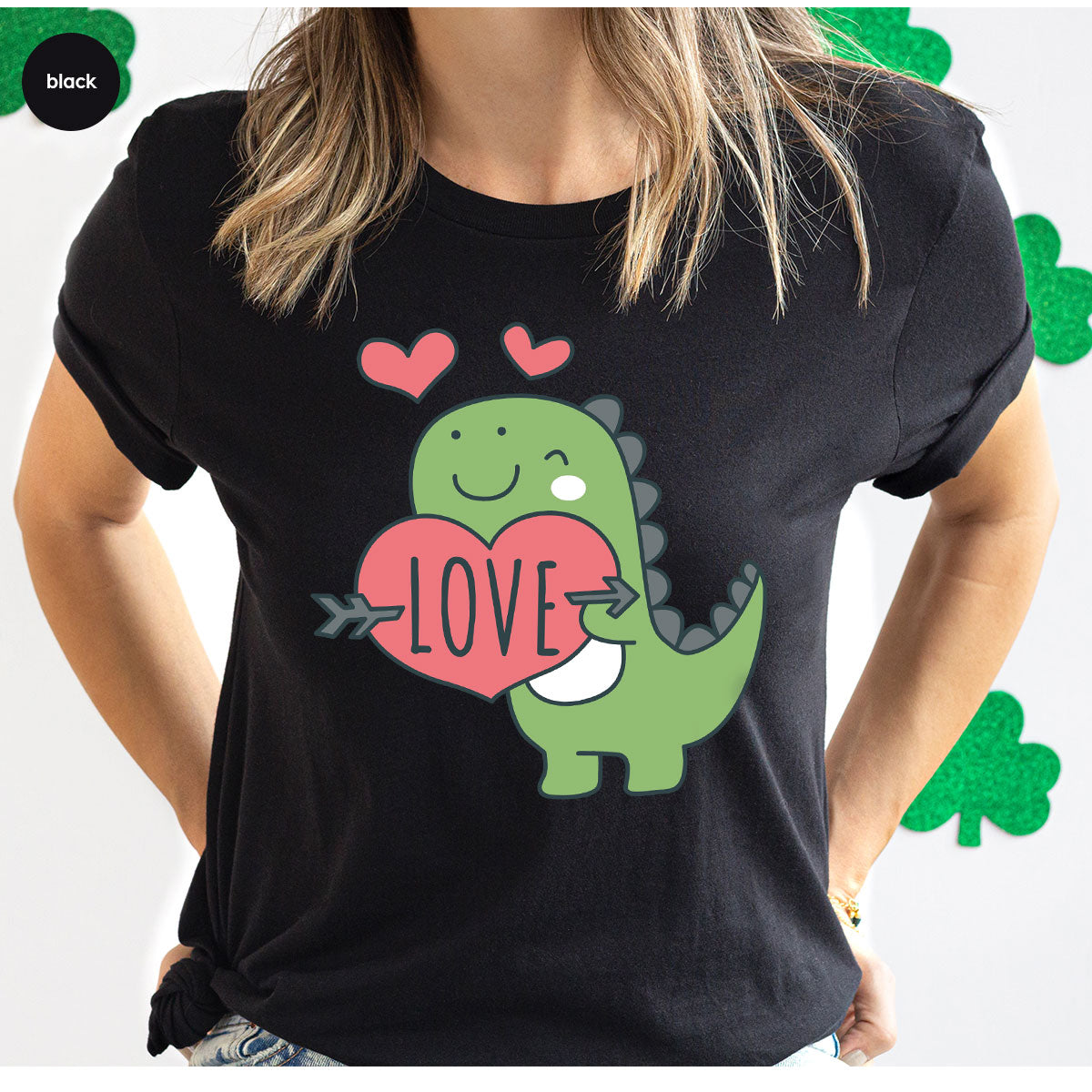 Love Shirt, Lovely Dinosaur Shirt, Valentine's Day Special Shirt, Valentine's Day Shirt For Women