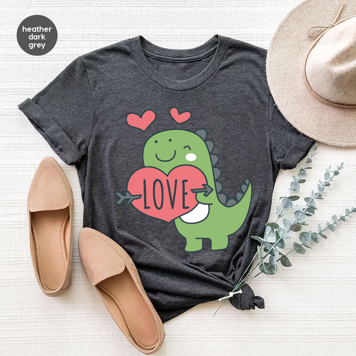 Love Shirt, Lovely Dinosaur Shirt, Valentine's Day Special Shirt, Valentine's Day Shirt For Women