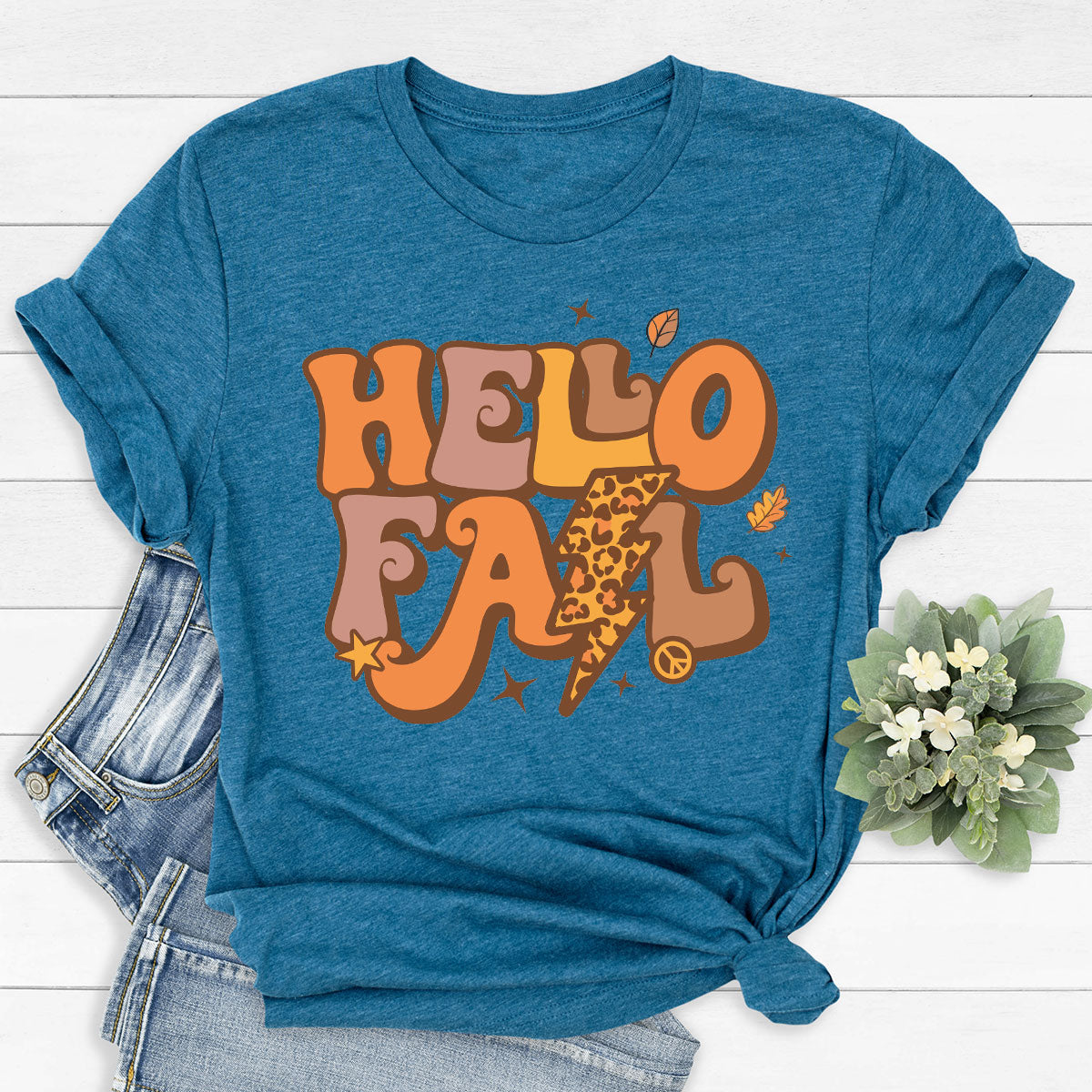 Hello Fall Shirt, Halloween Fall T-Shirt, Halloween 2022 Hoodie, Hello Halloween Long Sleeve Shirt