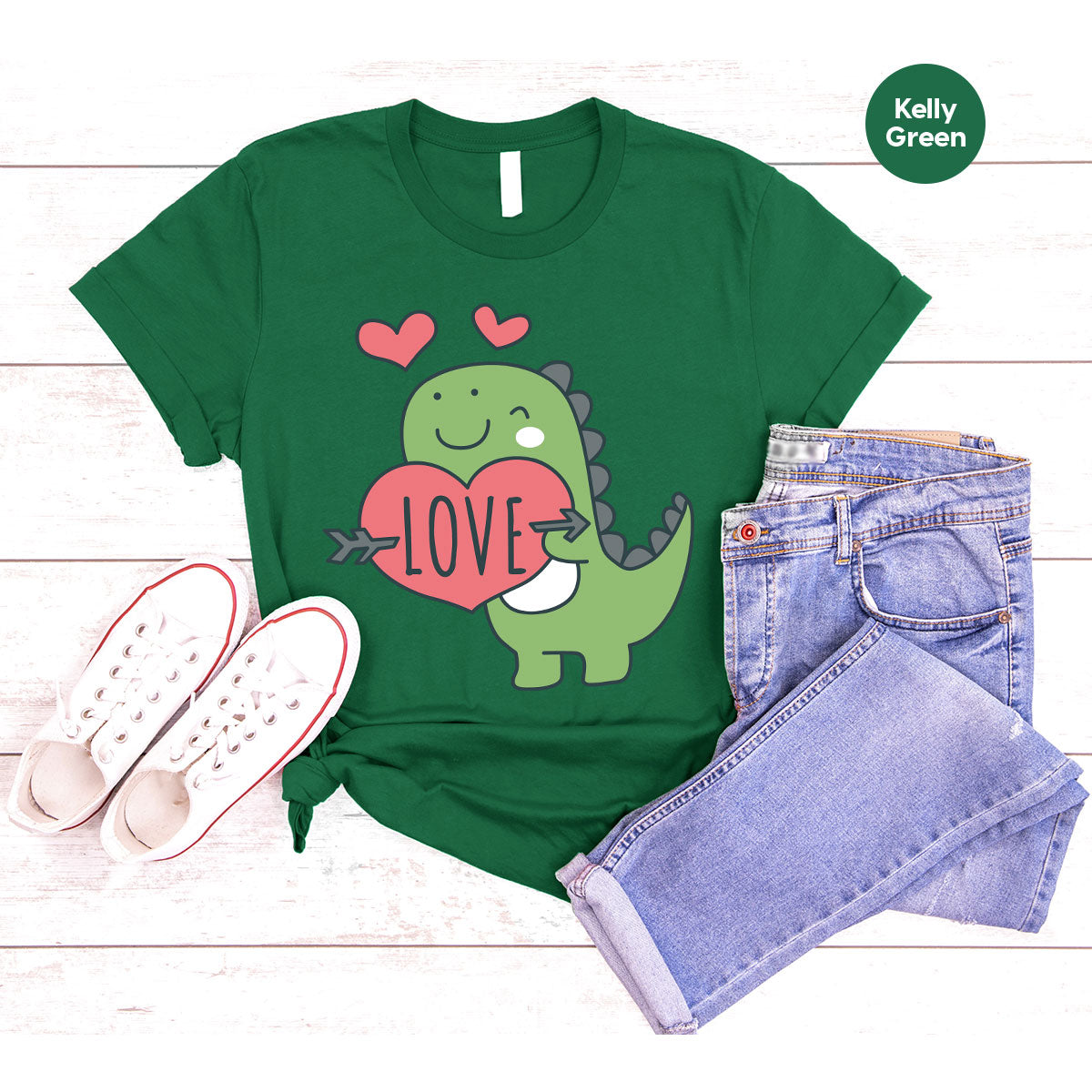 Love Shirt, Lovely Dinosaur Shirt, Valentine's Day Special Shirt, Valentine's Day Shirt For Women