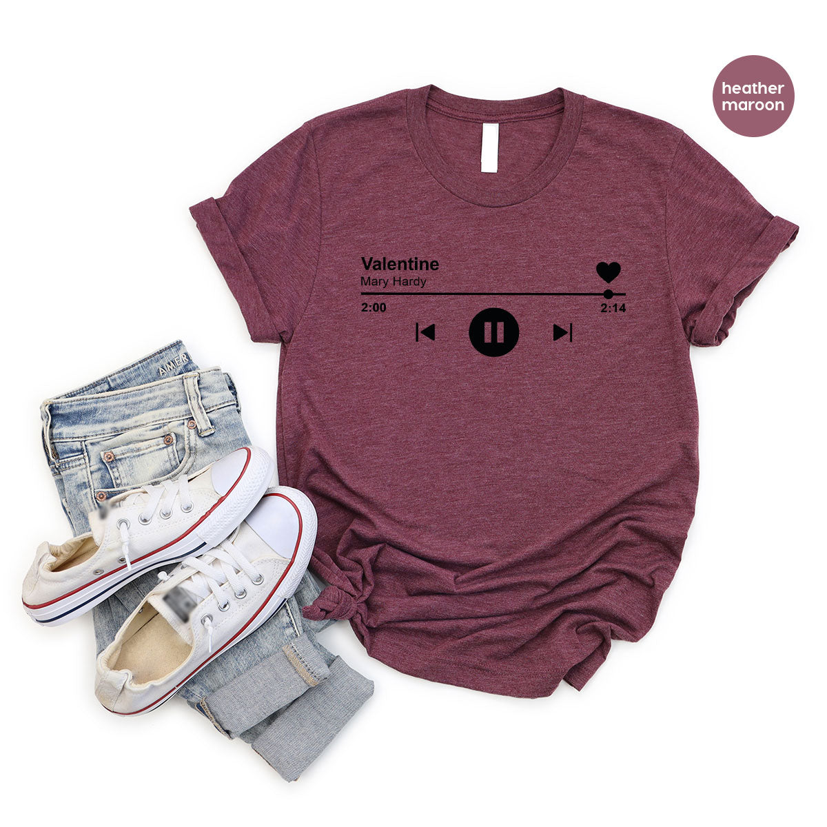 Valentine's Day Shirt, Play Music For Valentine's Shirt, Valentine's Day Playlist T-Shirt