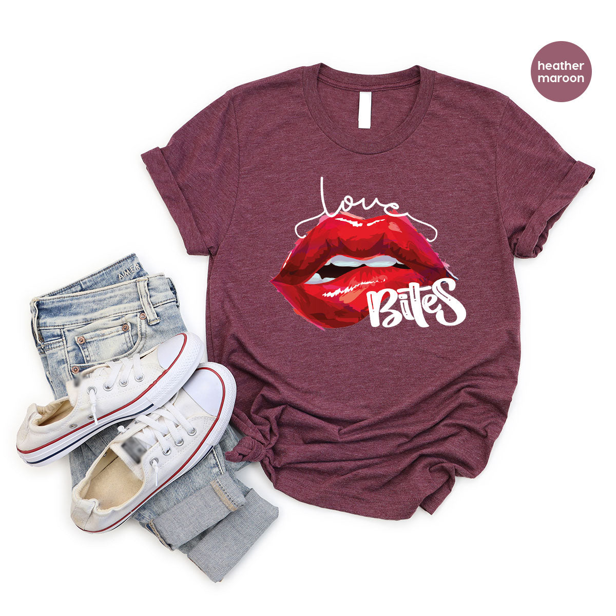 Cool Valentine's Day T-Shirt, Bite Shirt, Cute Lips Tee, Valentine Gift