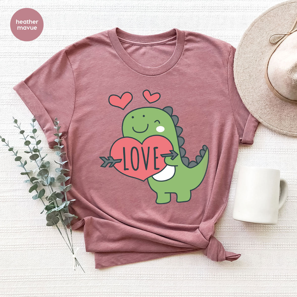 Love Shirt, Lovely Dinosaur Shirt, Valentine's Day Special Shirt, Valentine's Day Shirt For Women