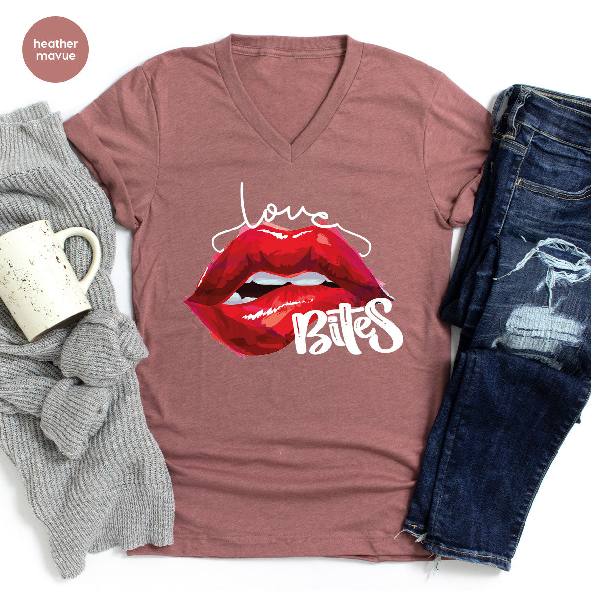 Cool Valentine's Day T-Shirt, Bite Shirt, Cute Lips Tee, Valentine Gift