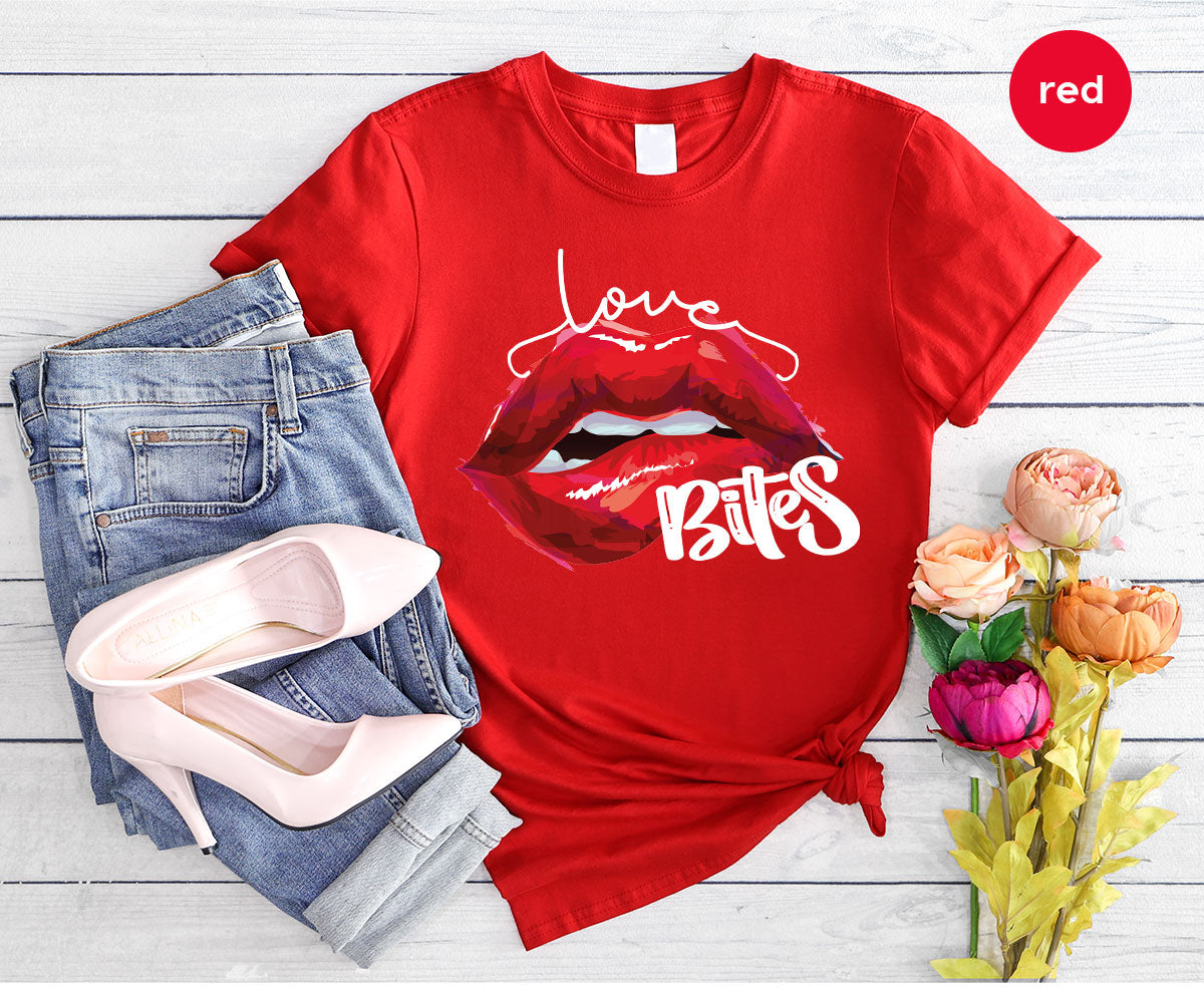 Cool Valentine's Day T-Shirt, Bite Shirt, Cute Lips Tee, Valentine Gift