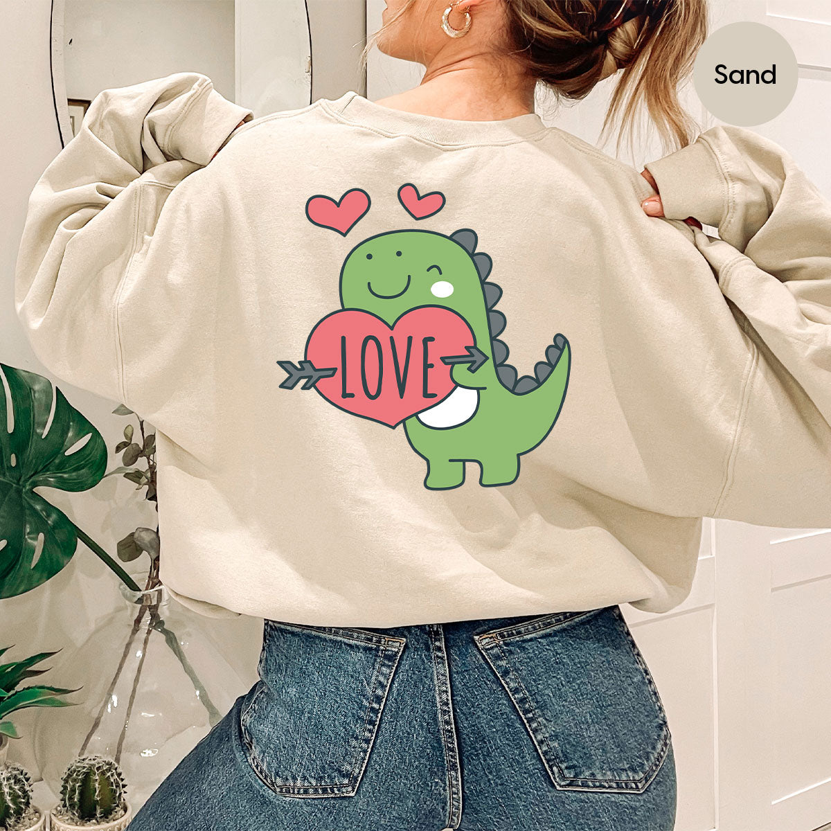 Love Shirt, Lovely Dinosaur Shirt, Valentine's Day Special Shirt, Valentine's Day Shirt For Women