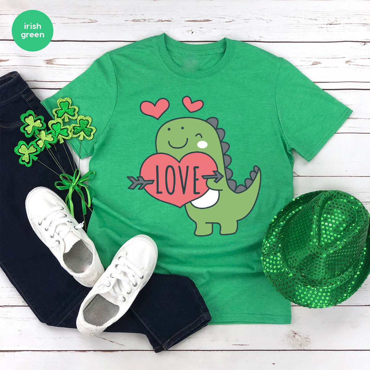 Love Shirt, Lovely Dinosaur Shirt, Valentine's Day Special Shirt, Valentine's Day Shirt For Women