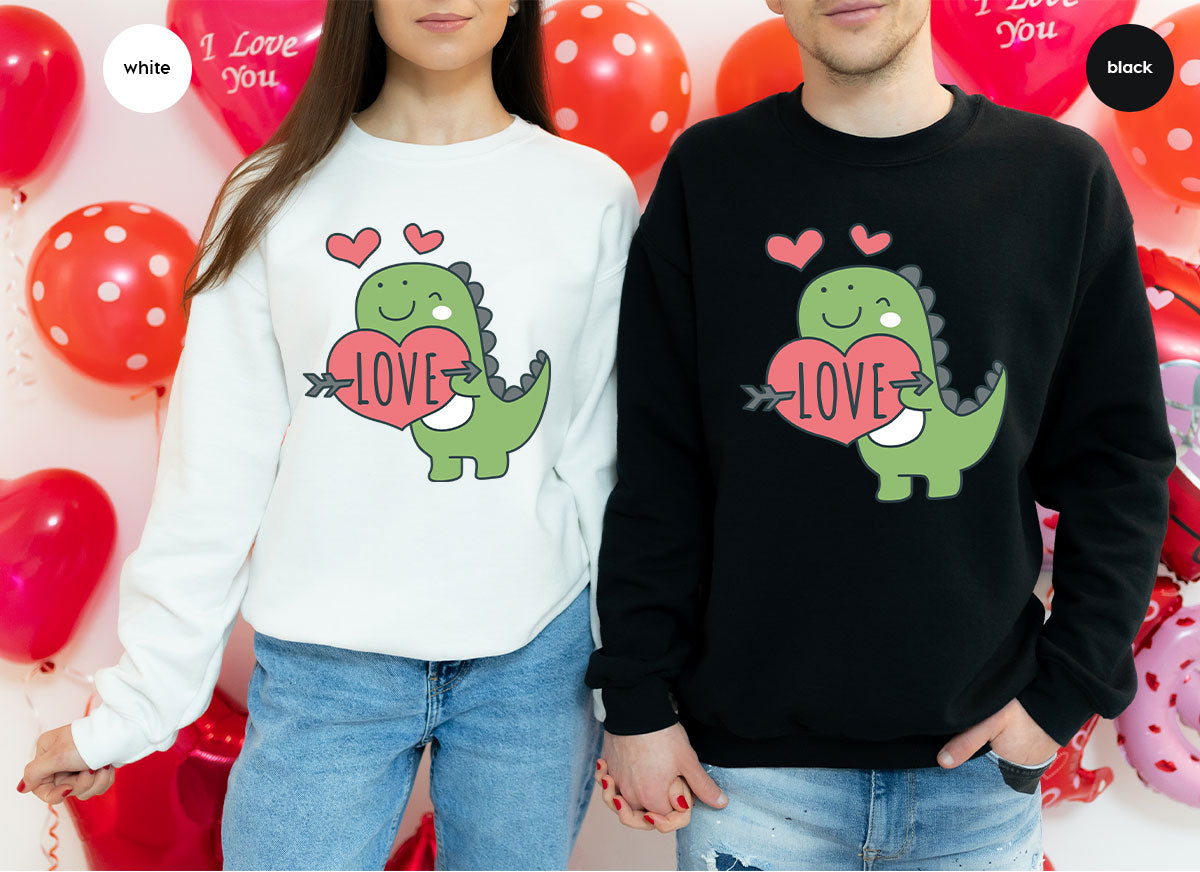 Love Shirt, Lovely Dinosaur Shirt, Valentine's Day Special Shirt, Valentine's Day Shirt For Women